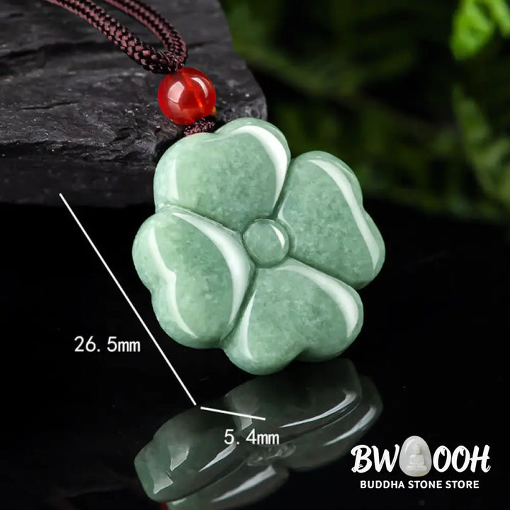 Buddha Stones Natural Lucky Four Leaf Clover Jade Prosperity Necklace Pendant - BWOOOH - Jade(Prosperity♥Abundance)