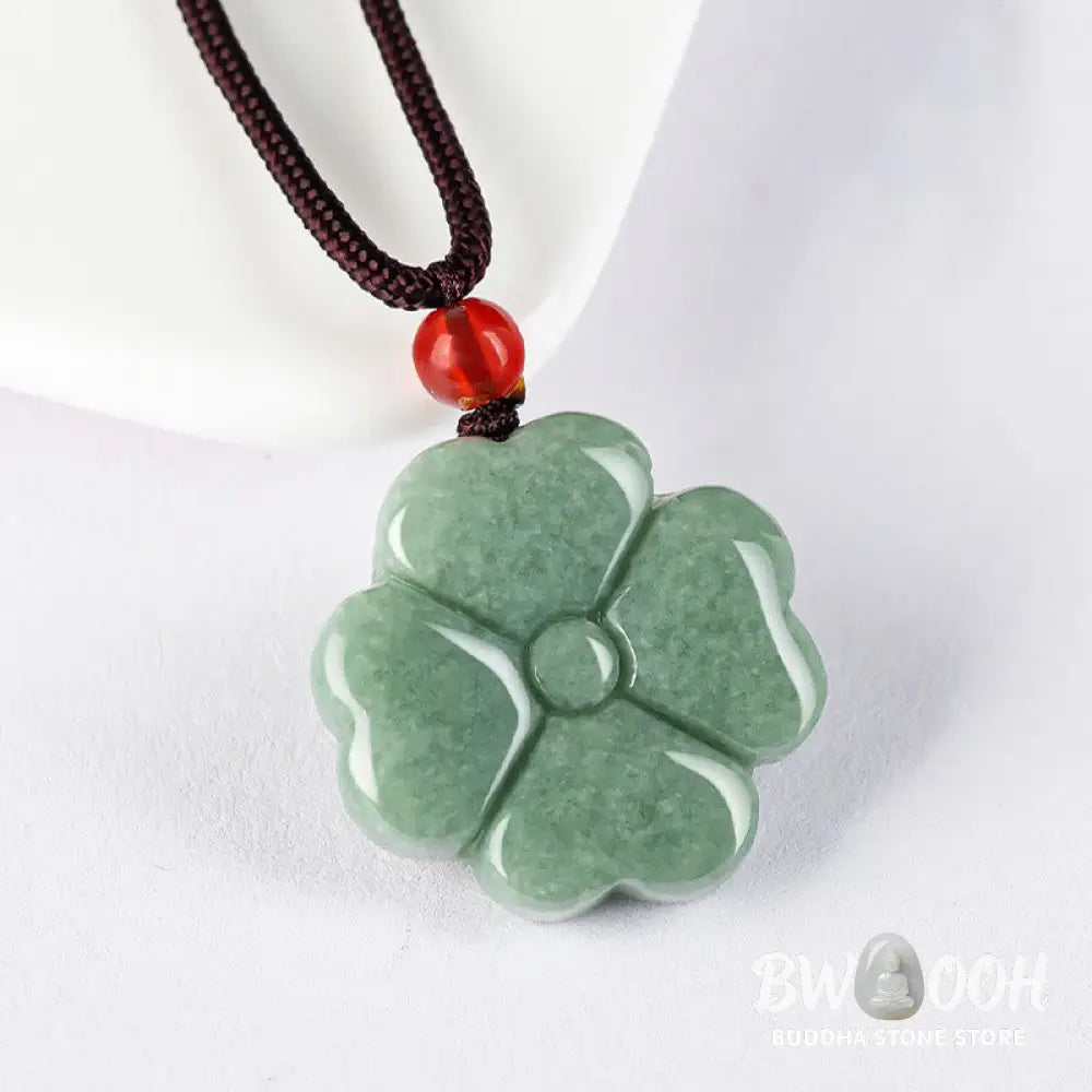 Buddha Stones Natural Lucky Four Leaf Clover Jade Prosperity Necklace Pendant - BWOOOH - Jade(Prosperity♥Abundance)