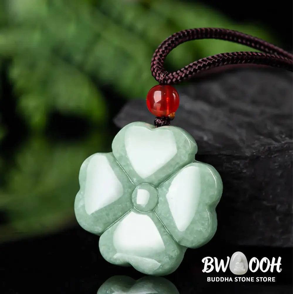 Buddha Stones Natural Lucky Four Leaf Clover Jade Prosperity Necklace Pendant - BWOOOH - Jade(Prosperity♥Abundance)