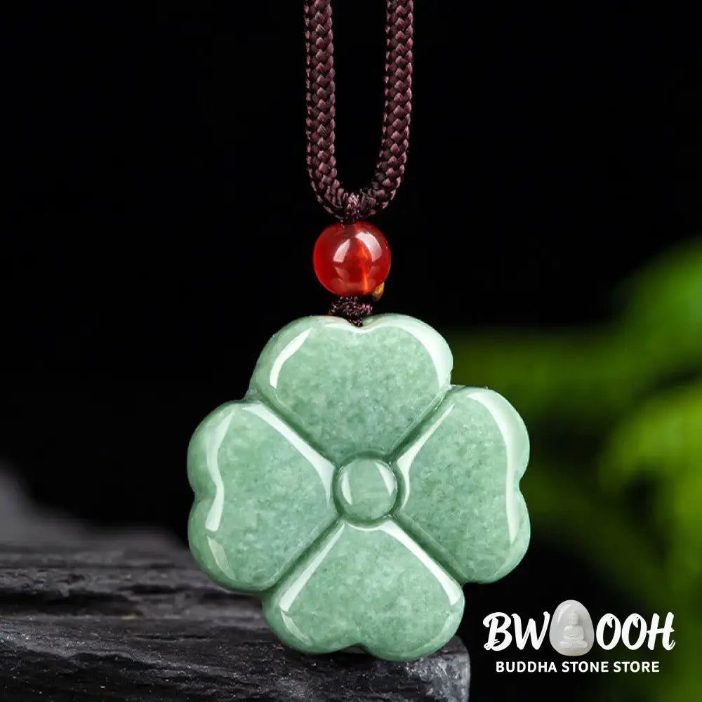Buddha Stones Natural Lucky Four Leaf Clover Jade Prosperity Necklace Pendant - BWOOOH - Jade(Prosperity♥Abundance)