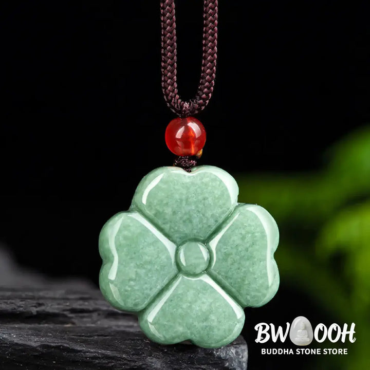 Buddha Stones Natural Lucky Four Leaf Clover Jade Prosperity Necklace Pendant - BWOOOH - Jade(Prosperity♥Abundance)