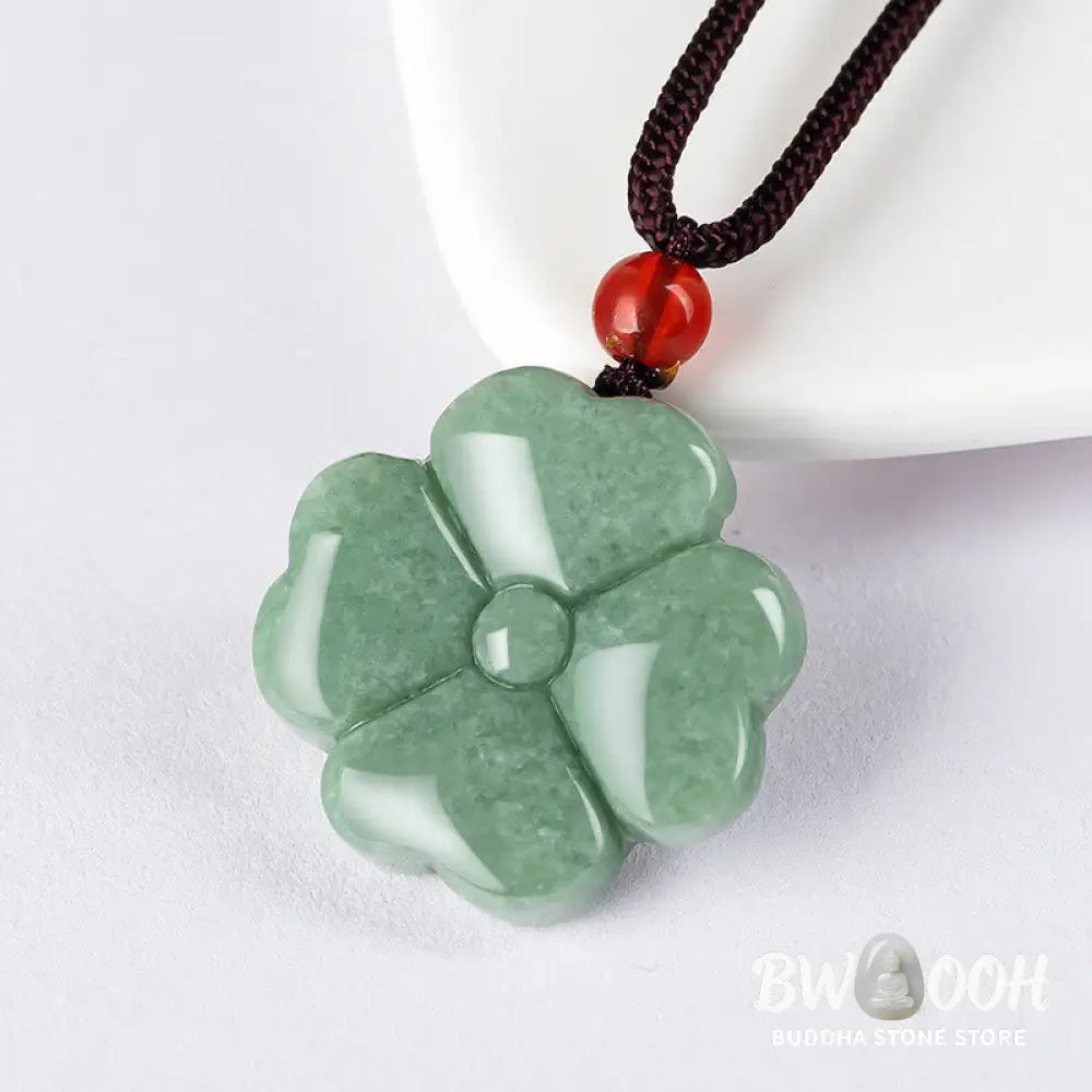 Buddha Stones Natural Lucky Four Leaf Clover Jade Prosperity Necklace Pendant - BWOOOH - Jade(Prosperity♥Abundance)