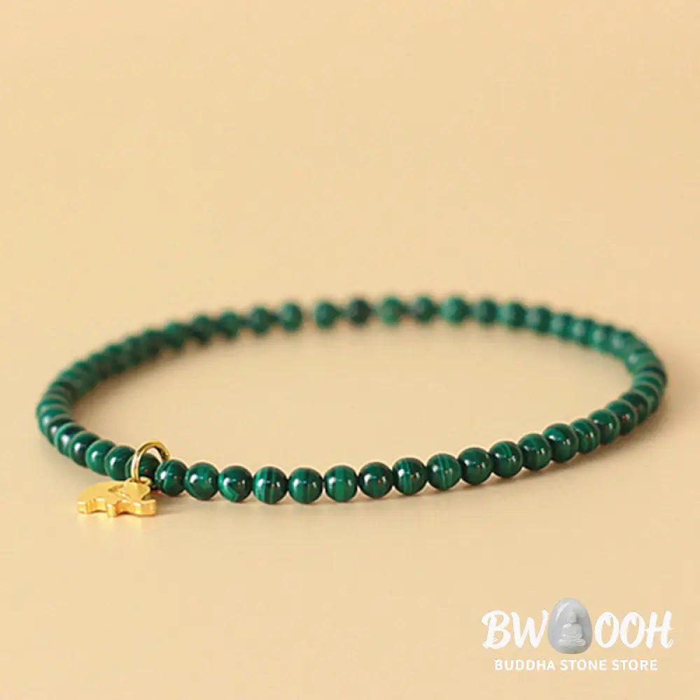 Buddha Stones Natural Malachite Elephant Anti-Anxiety Charm Bracelet - Bracelet