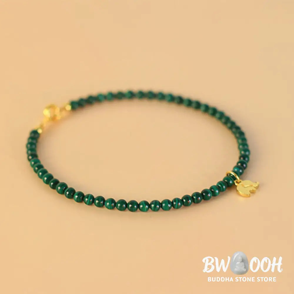Buddha Stones Natural Malachite Elephant Anti-Anxiety Charm Bracelet - Bracelet