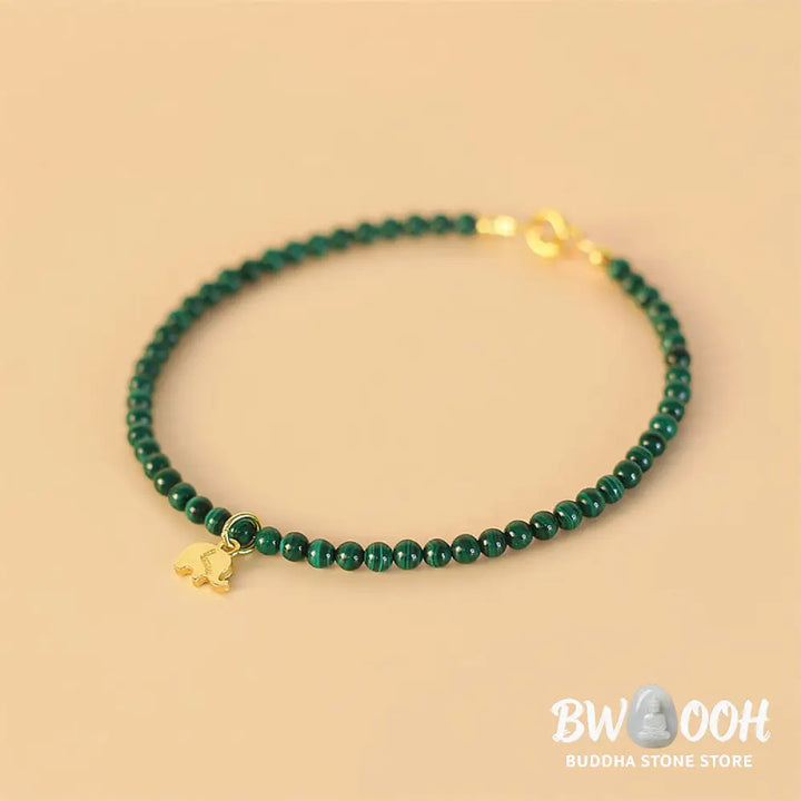 Buddha Stones Natural Malachite Elephant Anti-Anxiety Charm Bracelet - Bracelet