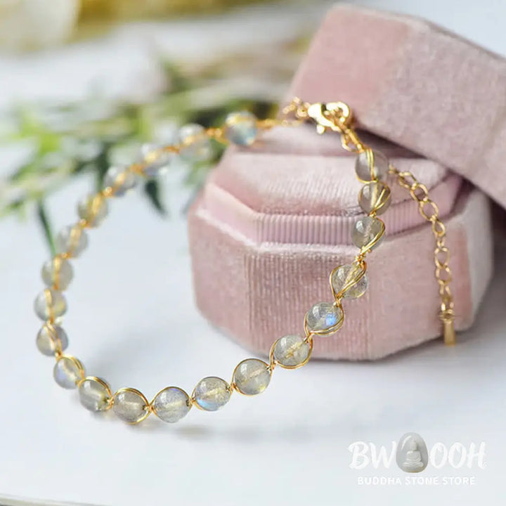 Buddha Stones Natural Moonstone 14K Gold Plated Healing Positive Bracelet - BWOOOH - Moonstone - Bracelet