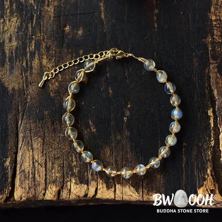 Buddha Stones Natural Moonstone 14K Gold Plated Healing Positive Bracelet - BWOOOH - Moonstone - Bracelet