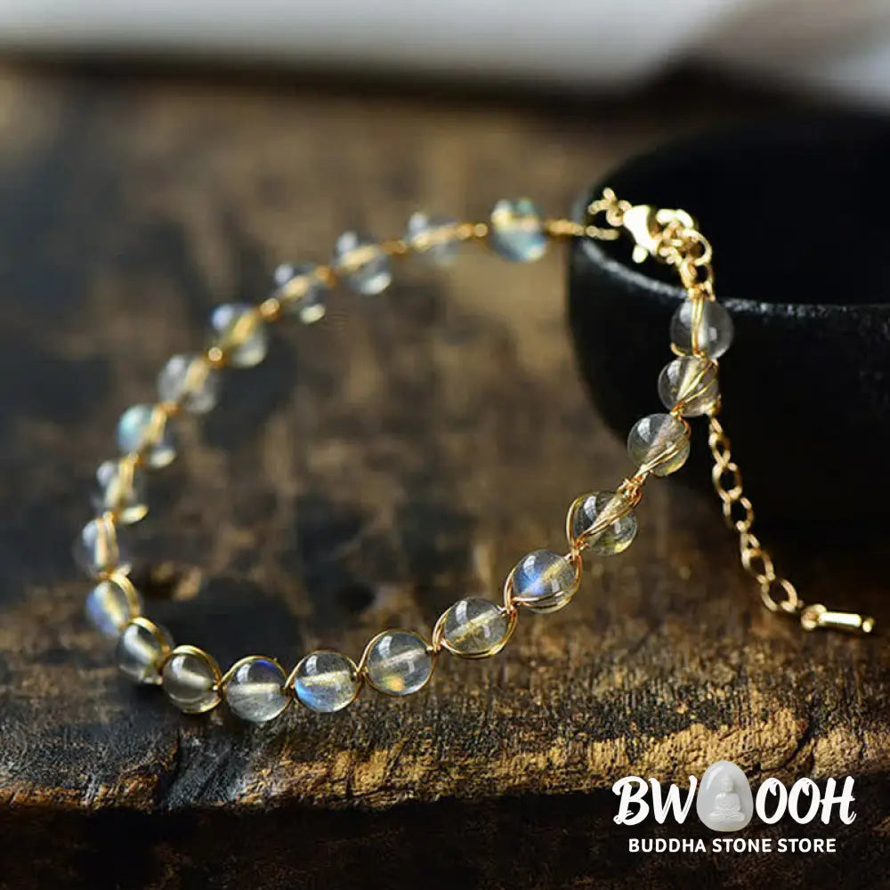 Buddha Stones Natural Moonstone 14K Gold Plated Healing Positive Bracelet - BWOOOH - Moonstone - Bracelet