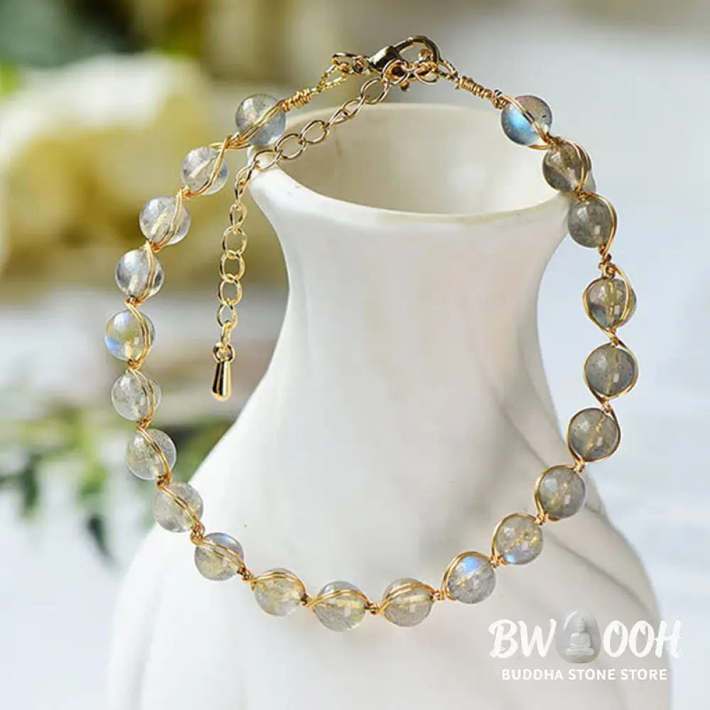 Buddha Stones Natural Moonstone 14K Gold Plated Healing Positive Bracelet - BWOOOH - Moonstone - Bracelet