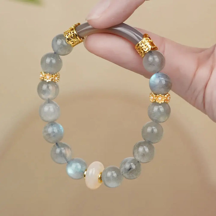 BWOOOH Natural Moonstone Gray Agate Healing Change Bracelet - BWOOOH - Moonstone&amp;Gray Agate(Wrist Circumference: