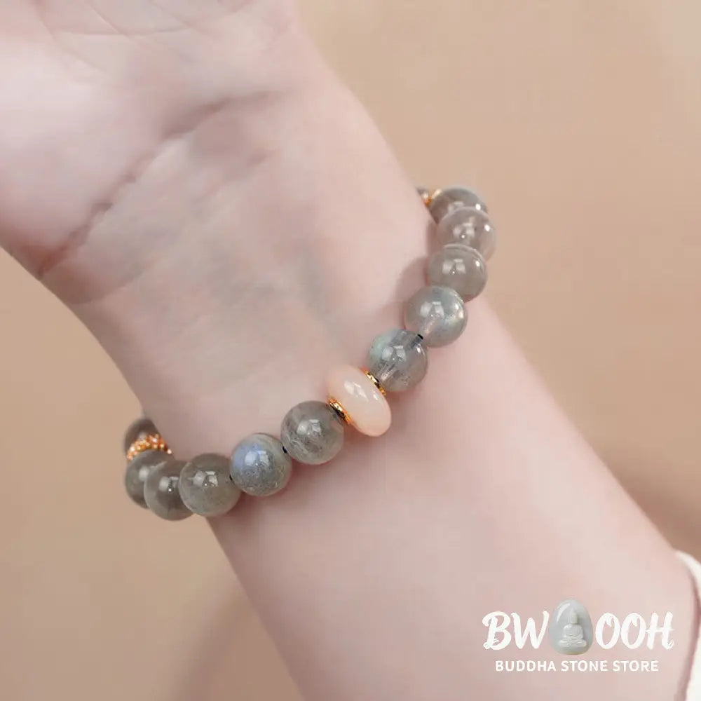 Buddha Stones Natural Moonstone Gray Agate Healing Change Bracelet - BWOOOH - Moonstone&amp;Gray Agate(Wrist Circumference:
