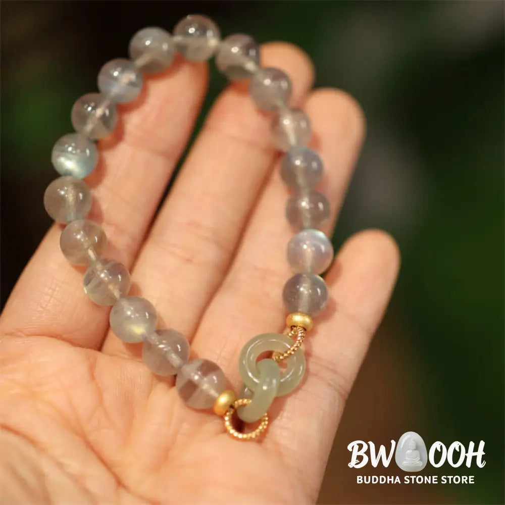 Buddha Stones Natural Moonstone Heitan Jade Peace Buckle Healing Bracelet - BWOOOH - Bracelet