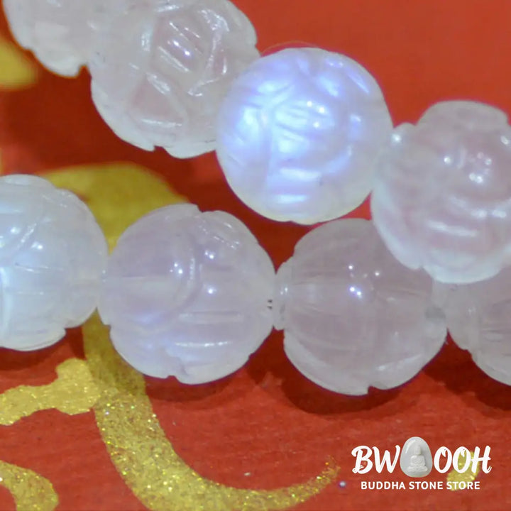 Buddha Stones Natural Moonstone Lotus Love Bracelet - Bracelet