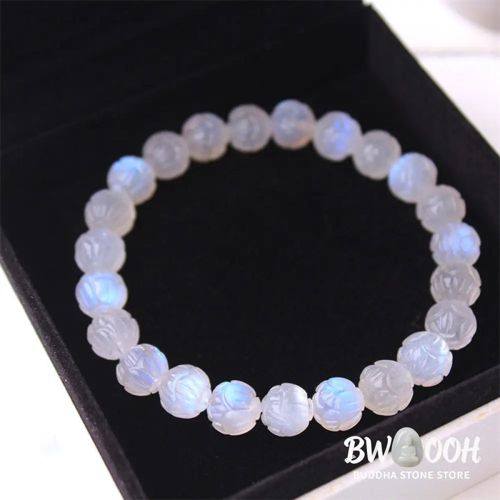 Buddha Stones Natural Moonstone Lotus Love Bracelet - Bracelet