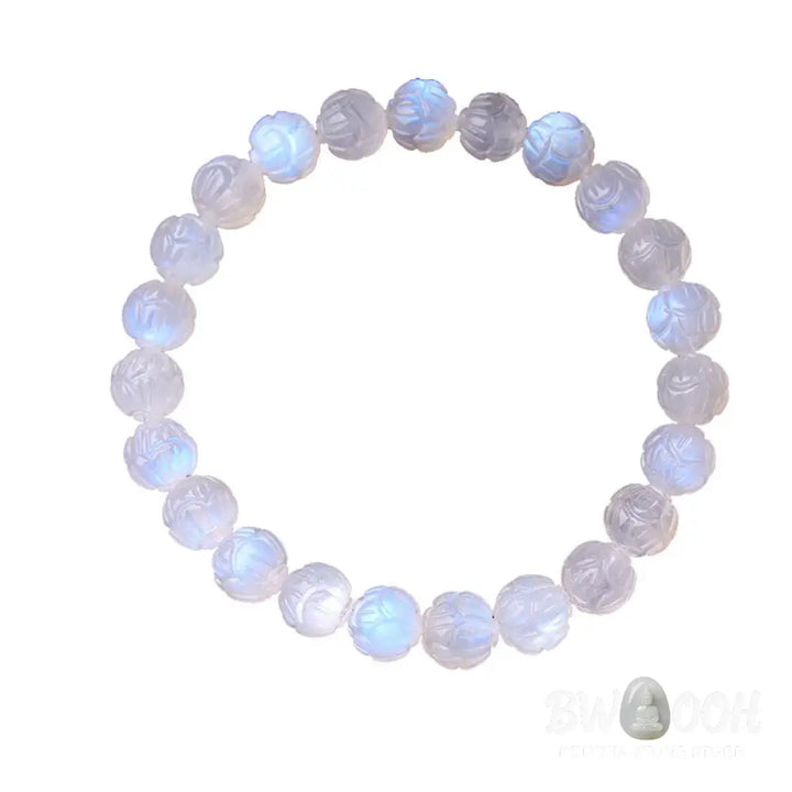 Buddha Stones Natural Moonstone Lotus Love Bracelet - Bracelet