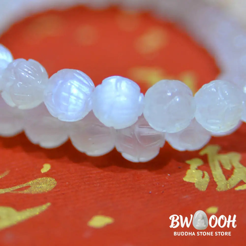 Buddha Stones Natural Moonstone Lotus Love Bracelet - Bracelet