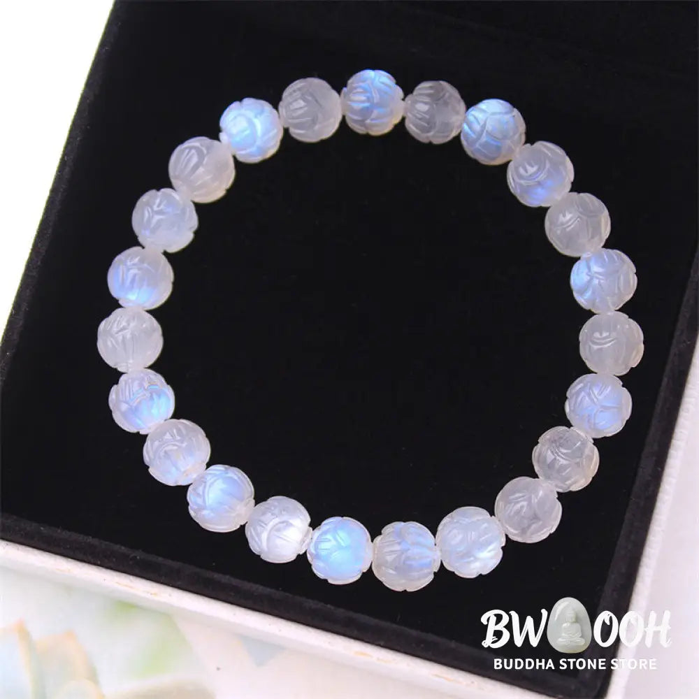 Buddha Stones Natural Moonstone Lotus Love Bracelet - Bracelet