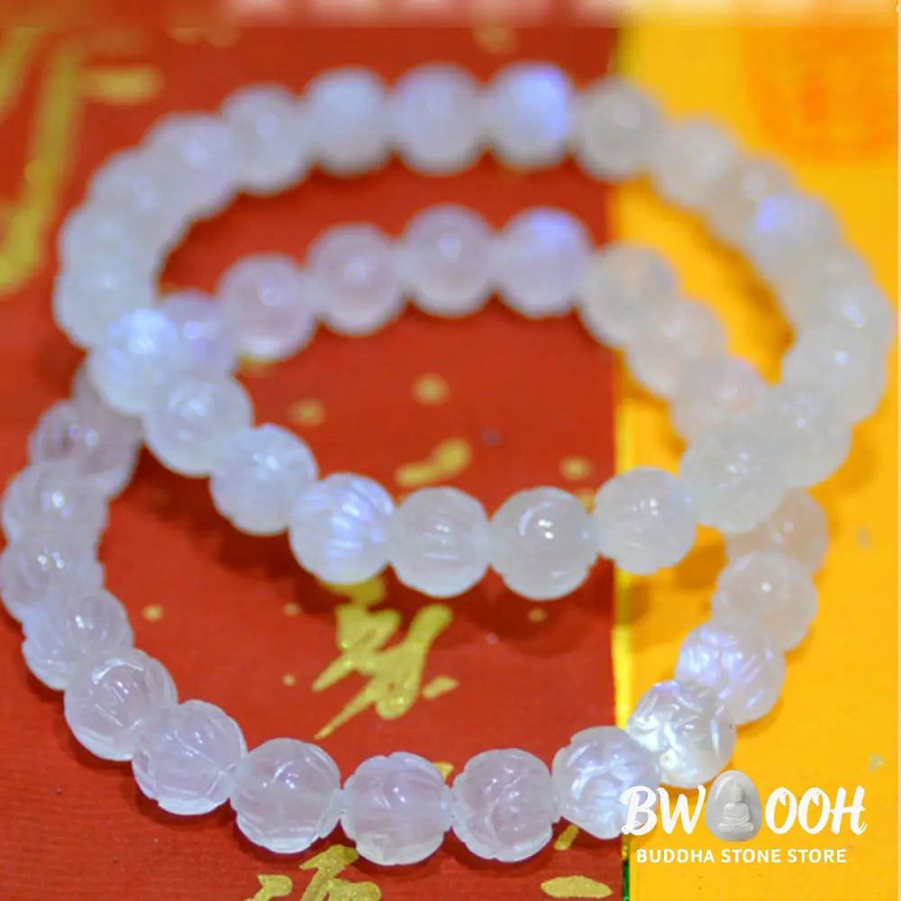 Buddha Stones Natural Moonstone Lotus Love Bracelet - Bracelet