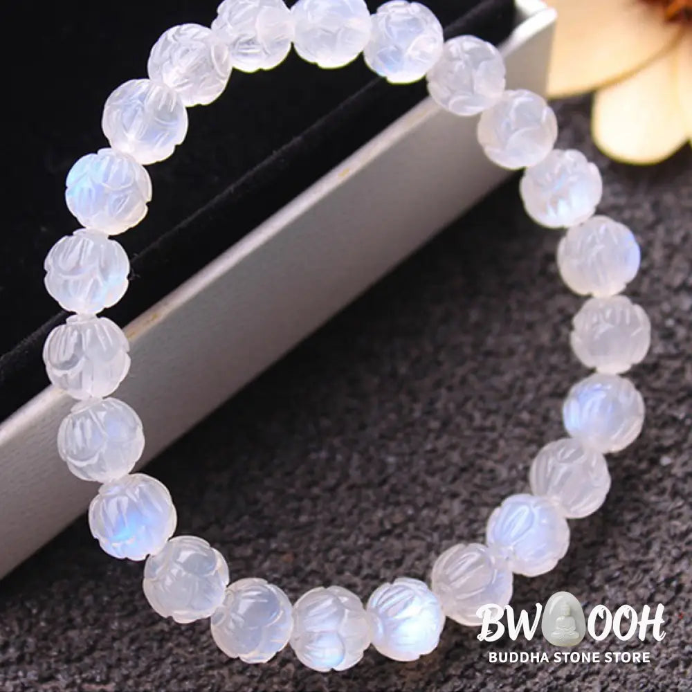 Buddha Stones Natural Moonstone Lotus Love Bracelet - Bracelet