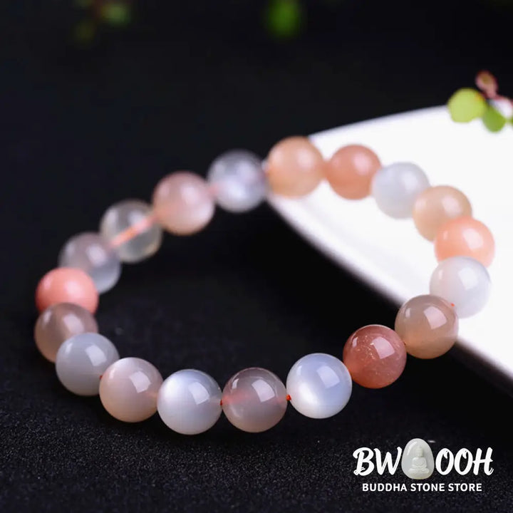 BWOOOH Natural Moonstone Wealth Positive Bracelet | natural stone spiritual bracelet for healing and mindful living