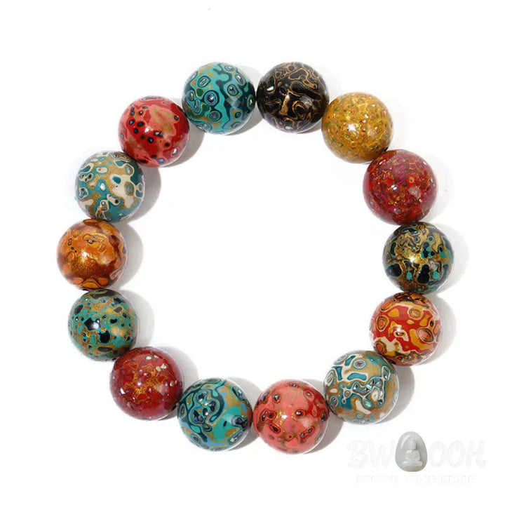 Buddha Stones Natural Multicolored Lacquer Beads Calm Bracelet - BWOOOH - Natural Lacquer Beads - Bracelet