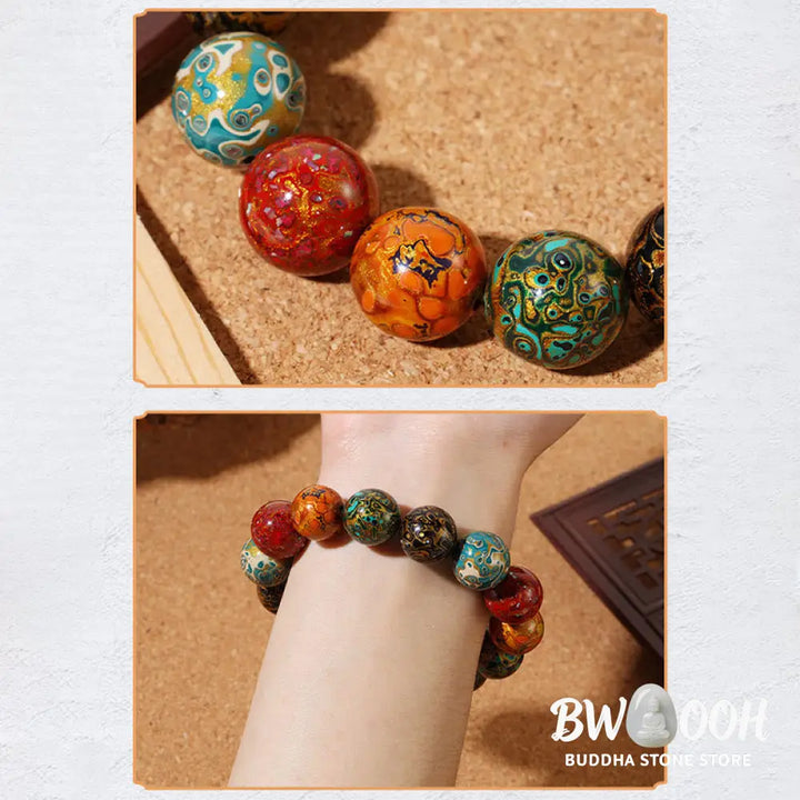 Buddha Stones Natural Multicolored Lacquer Beads Calm Bracelet - BWOOOH - Natural Lacquer Beads - Bracelet