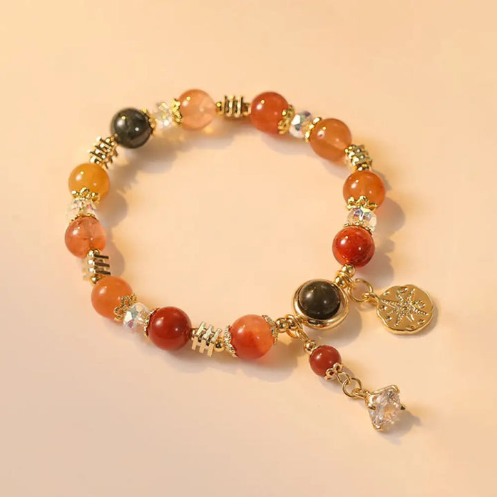 BWOOOH Natural Multicolored Rutilated Quartz Eight-pointed Star Flower Wealth Bracelet - BWOOOH - Rutilated