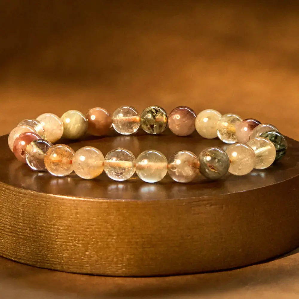 BWOOOH Natural Multicolored Rutilated Quartz Spiritual Growth Bracelet - BWOOOH - Multicolored Rutilated