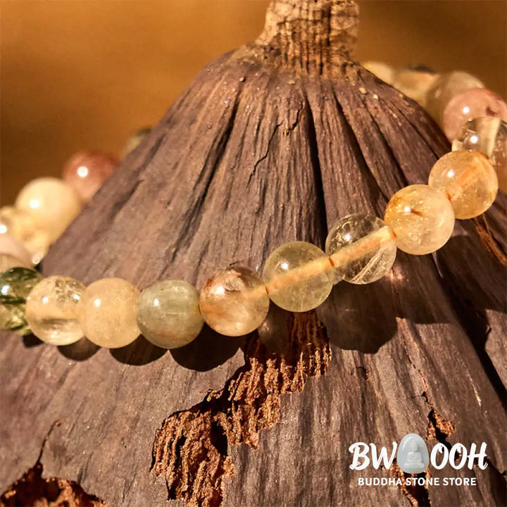 Buddha Stones Natural Multicolored Rutilated Quartz Spiritual Growth Bracelet - BWOOOH - Multicolored Rutilated