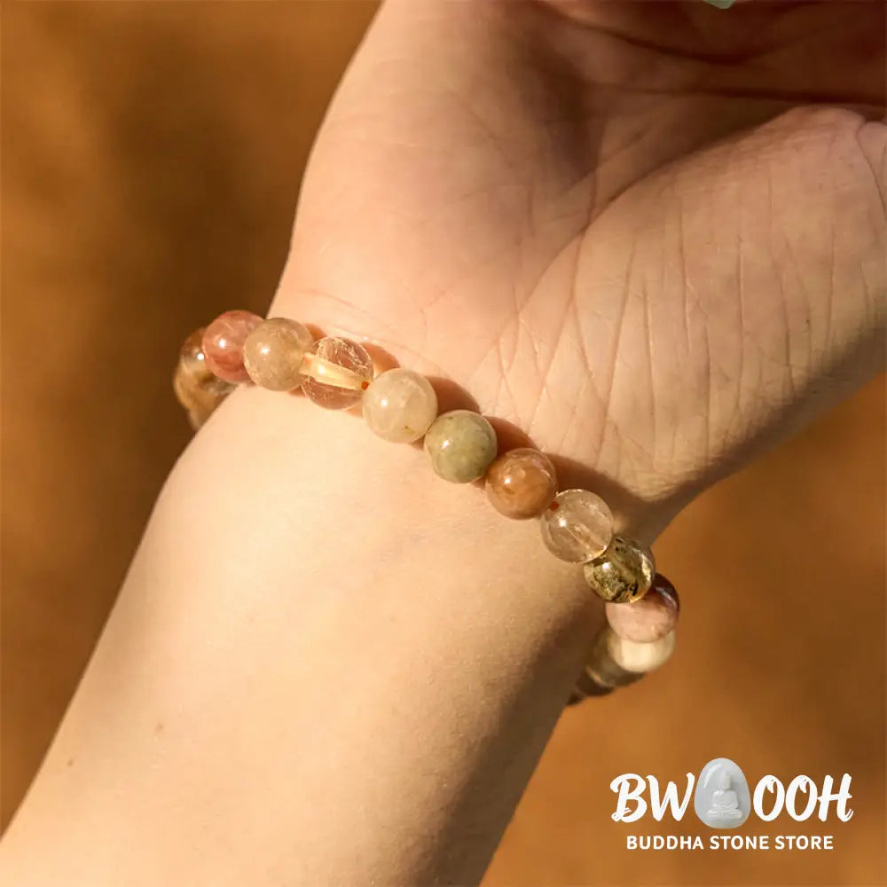 Buddha Stones Natural Multicolored Rutilated Quartz Spiritual Growth Bracelet - BWOOOH - Multicolored Rutilated