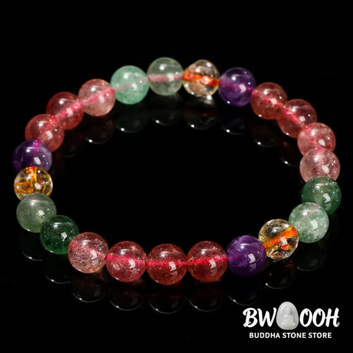 Buddha Stones Natural Multicolored Strawberry Quartz Love Healing Beaded Bracelet - BWOOOH - Bracelet
