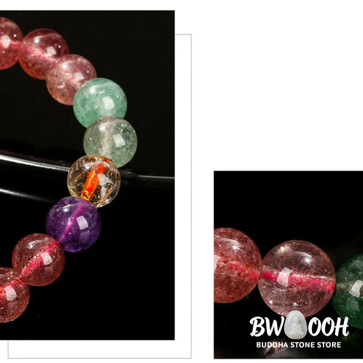 Buddha Stones Natural Multicolored Strawberry Quartz Love Healing Beaded Bracelet - BWOOOH - Bracelet