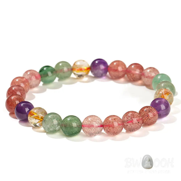 Buddha Stones Natural Multicolored Strawberry Quartz Love Healing Beaded Bracelet - BWOOOH - Bracelet