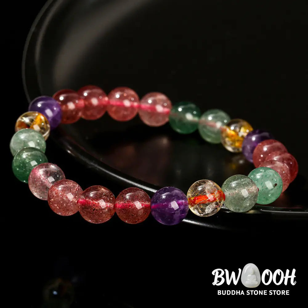 Buddha Stones Natural Multicolored Strawberry Quartz Love Healing Beaded Bracelet - BWOOOH - Bracelet