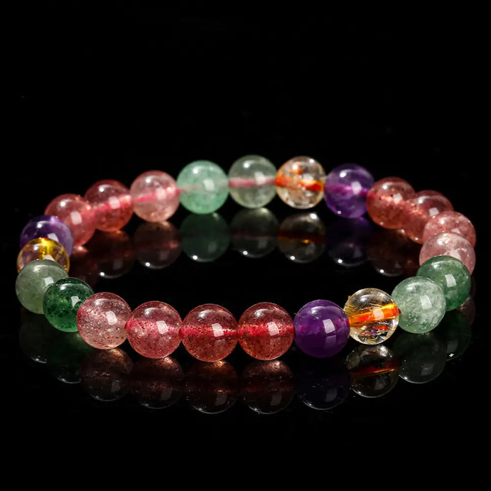 BWOOOH Natural Multicolored Strawberry Quartz Love Healing Beaded Bracelet - BWOOOH - 7mm(Wrist Circumference
