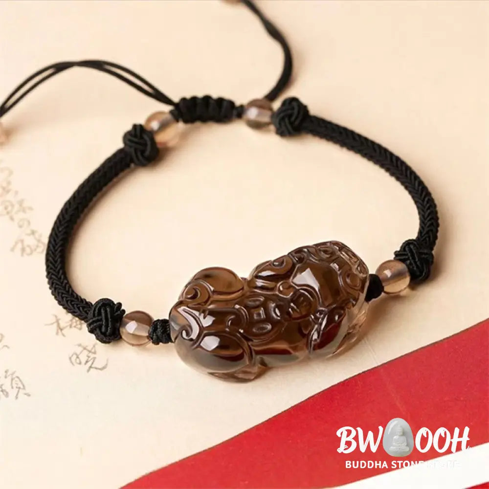 Buddha Stones Natural Obsidian Amethyst Citrine PiXiu Cooper Coin Wealth Bracelet - BWOOOH - Bracelet