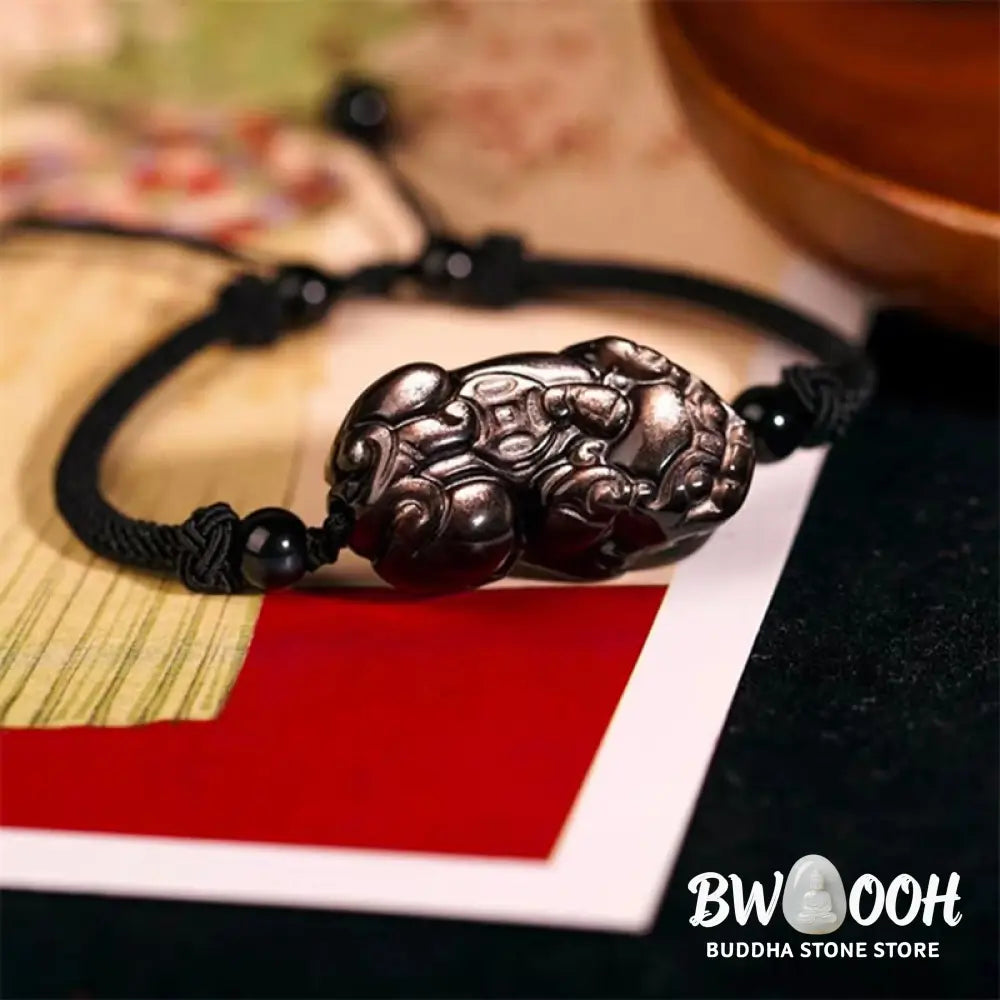 Buddha Stones Natural Obsidian Amethyst Citrine PiXiu Cooper Coin Wealth Bracelet - BWOOOH - Bracelet