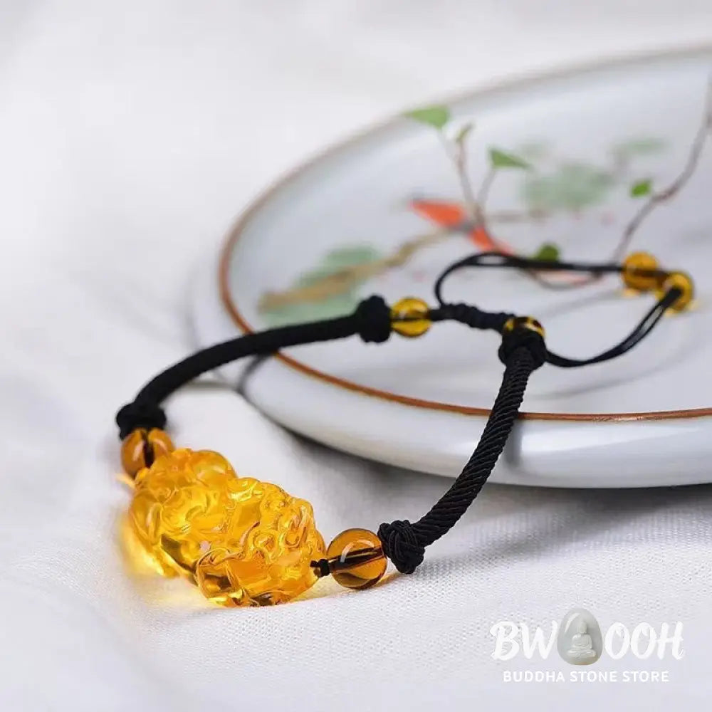 Buddha Stones Natural Obsidian Amethyst Citrine PiXiu Cooper Coin Wealth Bracelet - BWOOOH - Bracelet