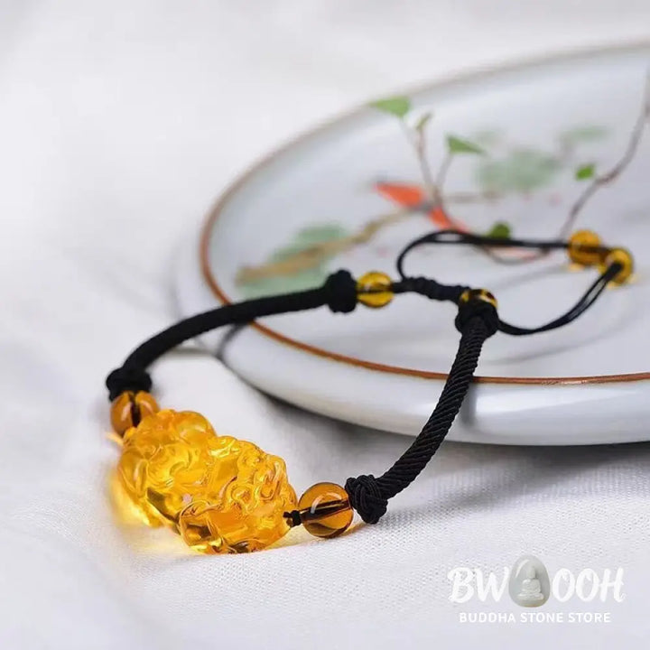 Buddha Stones Natural Obsidian Amethyst Citrine PiXiu Cooper Coin Wealth Bracelet - BWOOOH - Bracelet