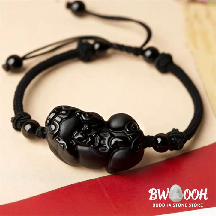 Buddha Stones Natural Obsidian Amethyst Citrine PiXiu Cooper Coin Wealth Bracelet - BWOOOH - Bracelet