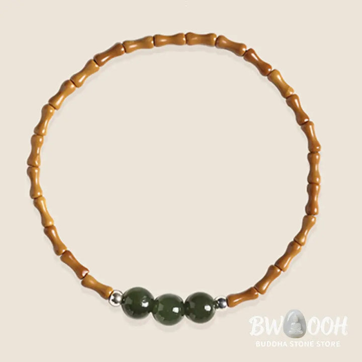 Buddha Stones Natural Olive Pit Bamboo Pattern Hetian Jade Beads Luck Bracelet - BWOOOH - Bracelet