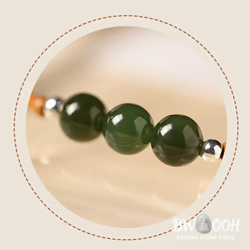 Buddha Stones Natural Olive Pit Bamboo Pattern Hetian Jade Beads Luck Bracelet - BWOOOH - Bracelet