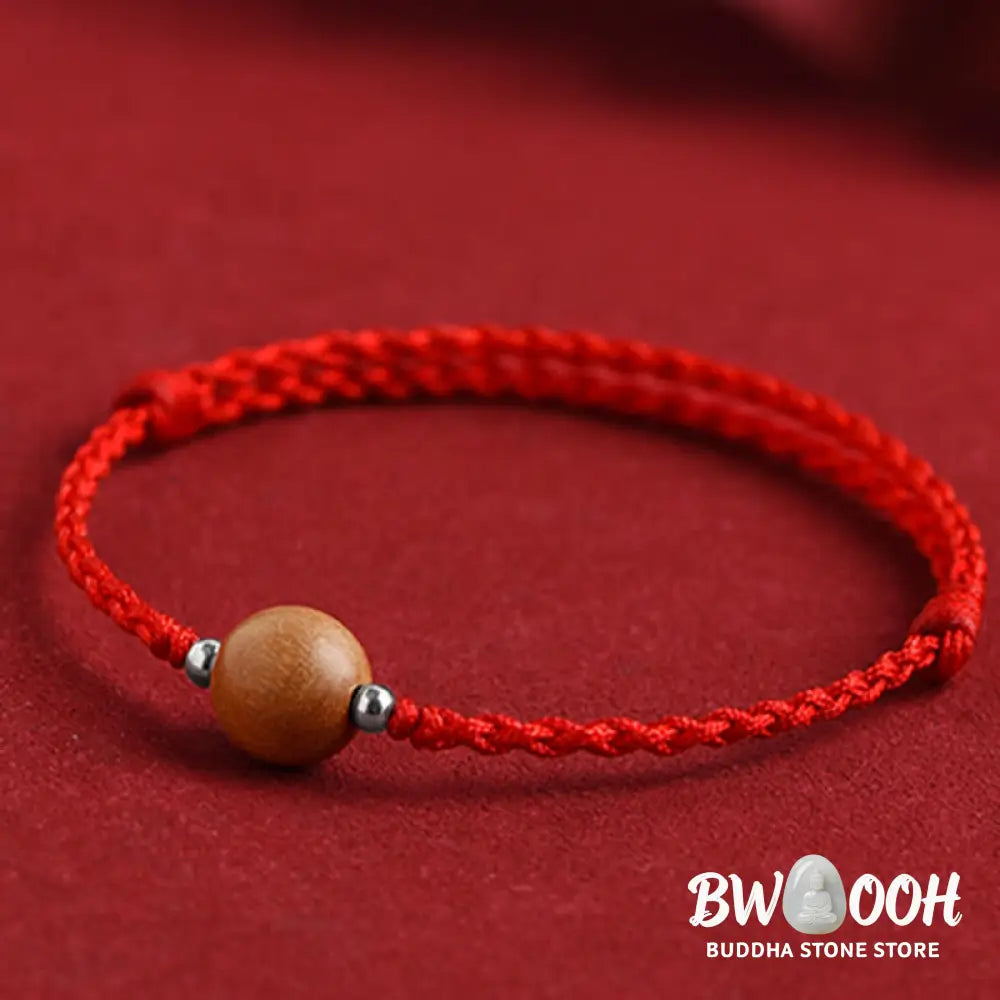 Buddha Stones Natural Peach Wood Bead Luck Braided Bracelet Anklet - BWOOOH - Bracelet Anklet