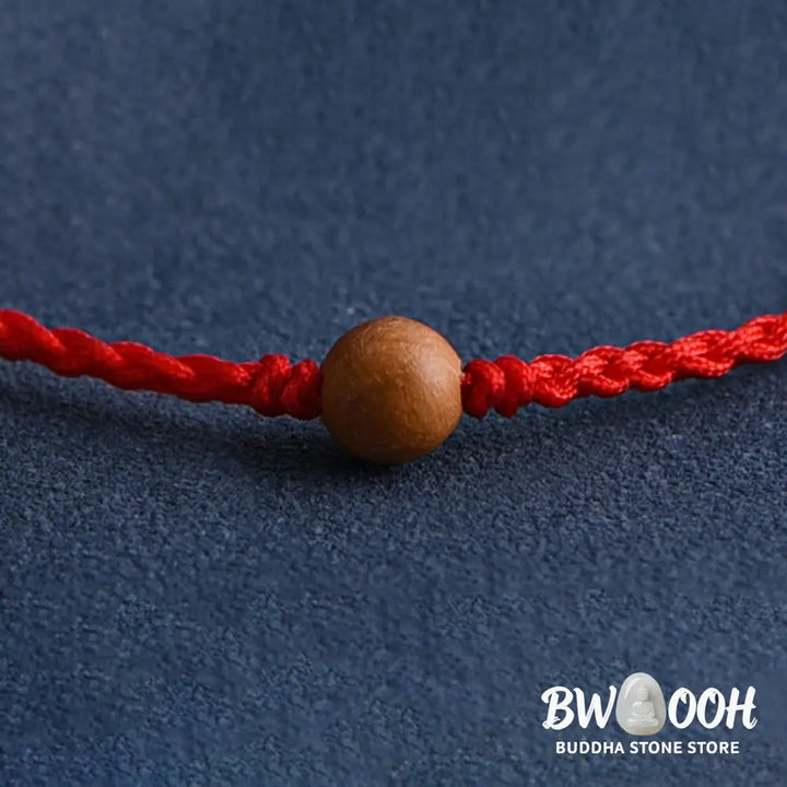 Buddha Stones Natural Peach Wood Bead Ward Off Evil Spirits Braided Bracelet - BWOOOH - Bracelet Anklet