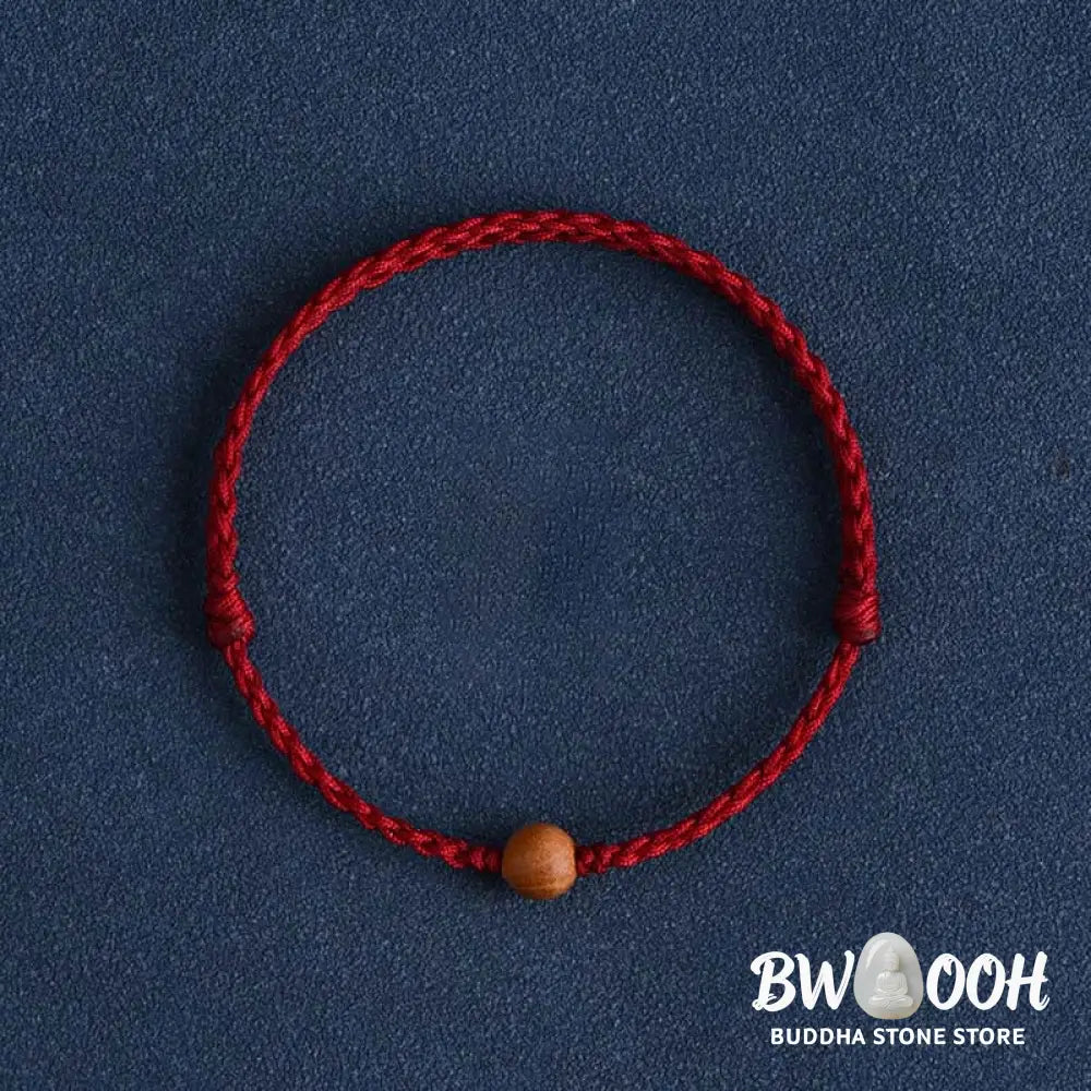 Buddha Stones Natural Peach Wood Bead Ward Off Evil Spirits Braided Bracelet - BWOOOH - Bracelet Anklet