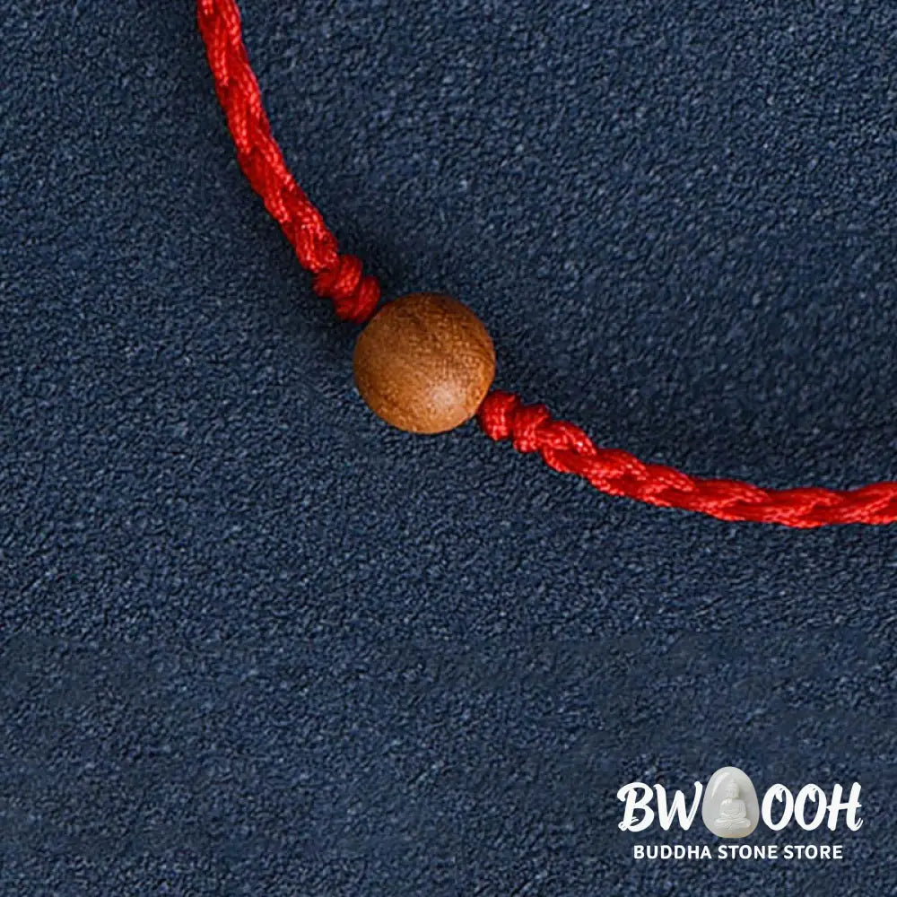Buddha Stones Natural Peach Wood Bead Ward Off Evil Spirits Braided Bracelet - BWOOOH - Bracelet Anklet