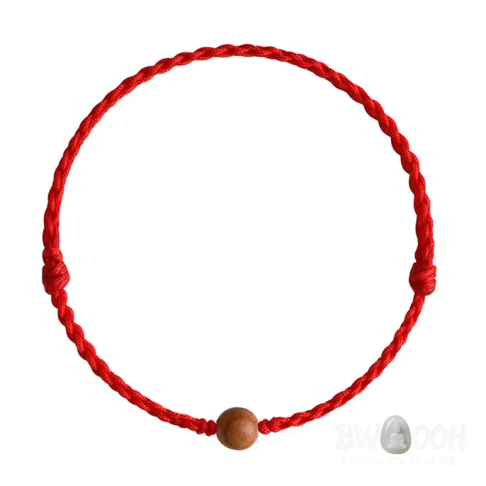 Buddha Stones Natural Peach Wood Bead Ward Off Evil Spirits Braided Bracelet - BWOOOH - Bracelet Anklet