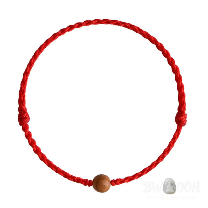 Buddha Stones Natural Peach Wood Bead Ward Off Evil Spirits Braided Bracelet - BWOOOH - Bracelet Anklet