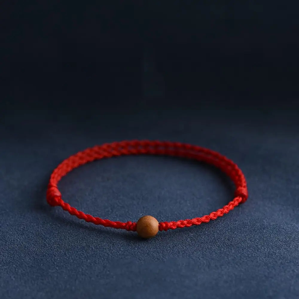 BWOOOH Natural Peach Wood Bead Ward Off Evil Spirits Braided Bracelet - BWOOOH - Bracelet Anklet