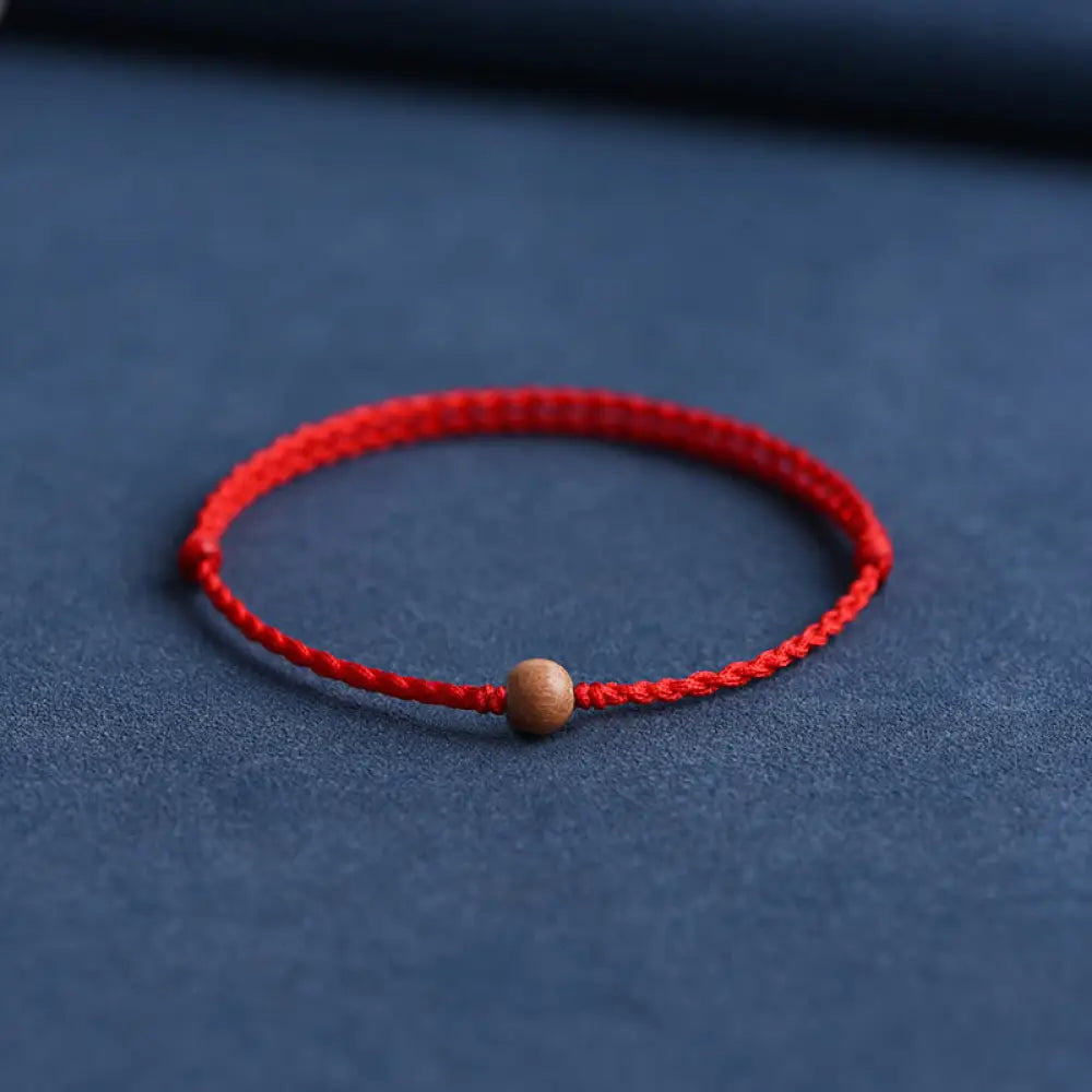 Buddha Stones Natural Peach Wood Bead Ward Off Evil Spirits Braided Bracelet - BWOOOH - Red Rope / 6mm / Bracelet(Wrist